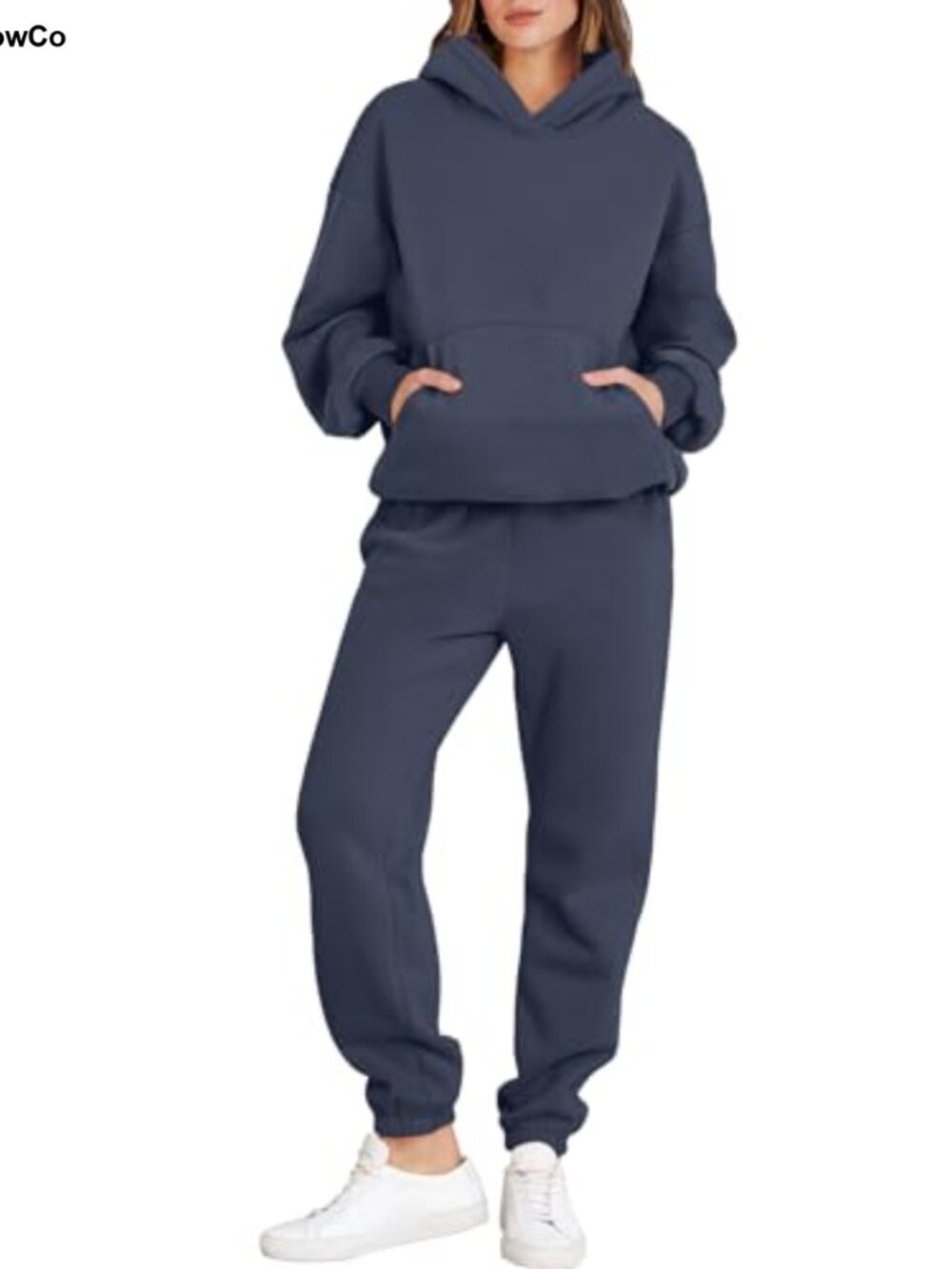 2 Piece Lounge Sweatsuit Set Oversized Hoodie Joggers Y2K Fleece Fall